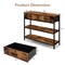 Rustic Brown Console Table with Folding Fabric Drawers and 2 Open Shelves